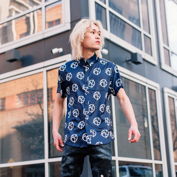 AKINGS Anarchy Satin Shirt (Blue - Size S and Medium) - Picture 2 of 4